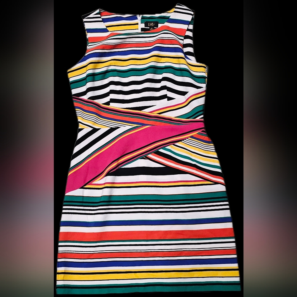 ILE NEW YORK Colorful Striped Midi Dress